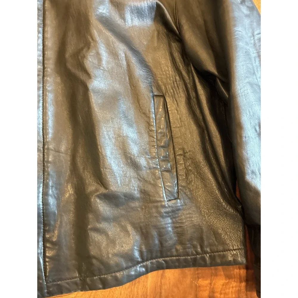 Kenneth Cole Men's Jacket 2XL Black Leather Long Sleeve Full Zip Jacket